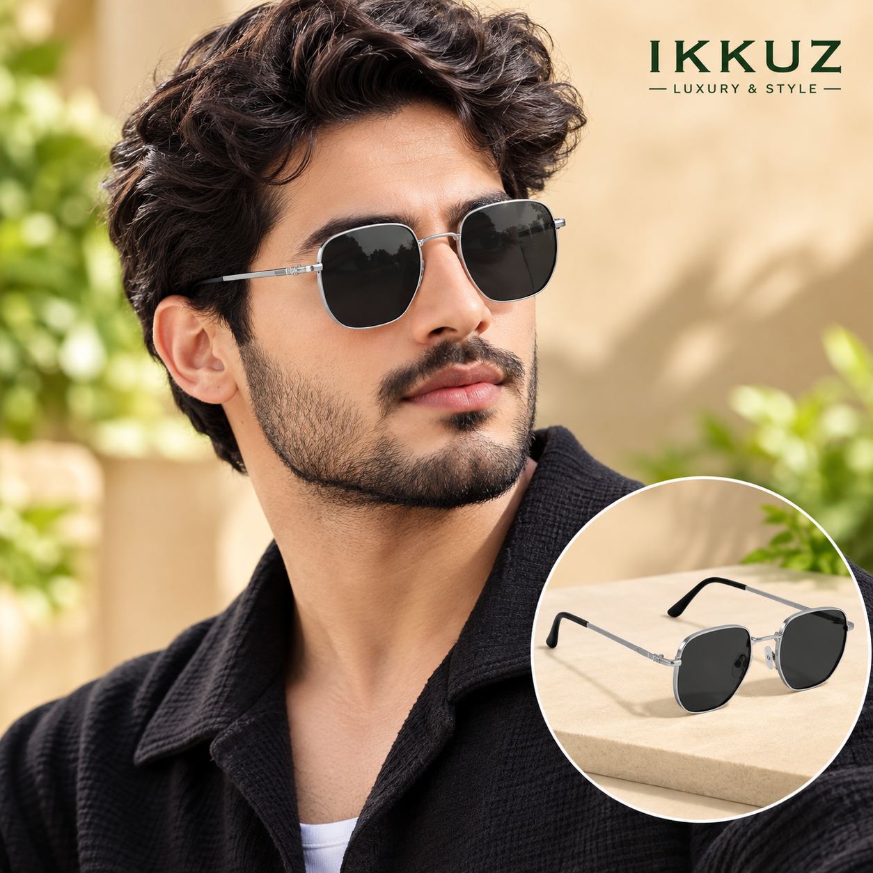 Premium Octagonal Polarized UV400 Sunglasses for Men &amp; Women | Retro Metal Frame Polygon Eyewear | Silver Frame | Stylish Outdoor Driving &amp; Riding Sunglasses