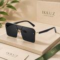 LuxeVision Oversized Golden Black UV400 Sunglasses for Men | Premium Luxury Eyewear