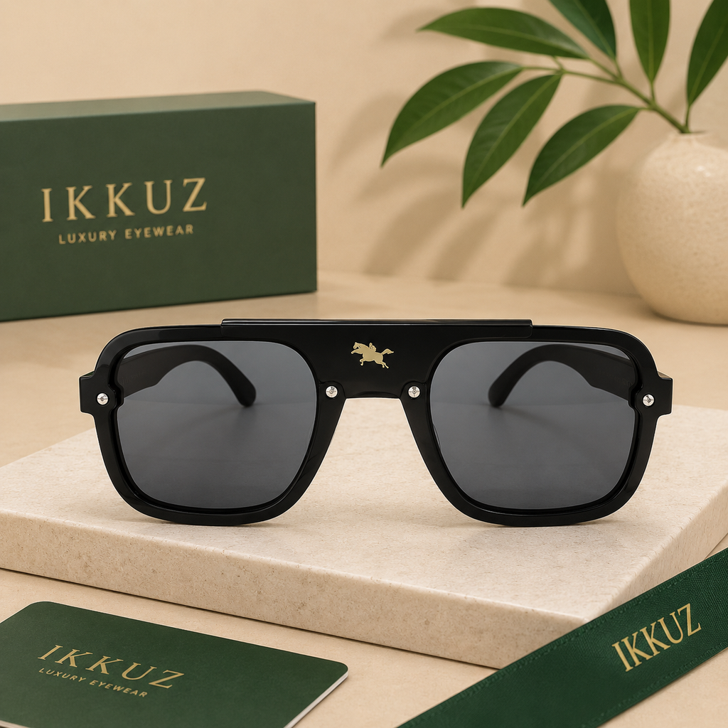 Prestige Square Shield Sunglasses | Premium Black UV400 Eyewear for Men &amp; Women | Luxury Designer Shades