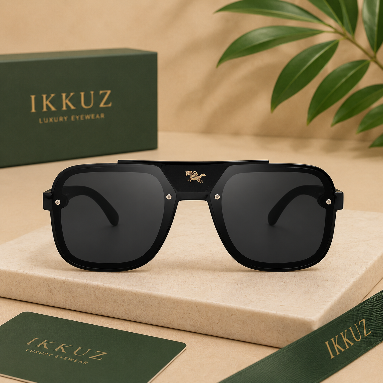 Prestige Square Shield Sunglasses | Premium Black UV400 Eyewear for Men &amp; Women | Luxury Designer Shades