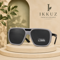 Premium Retro Square Sunglasses for Men | Luxury Flat Top UV400 Driving &amp; Fashion Eyewear | Grey Frame