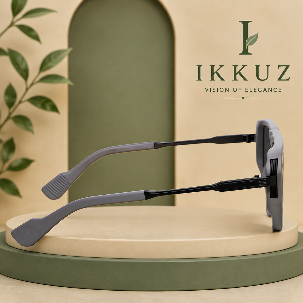 Premium Retro Square Sunglasses for Men | Luxury Flat Top UV400 Driving &amp; Fashion Eyewear | Grey Frame