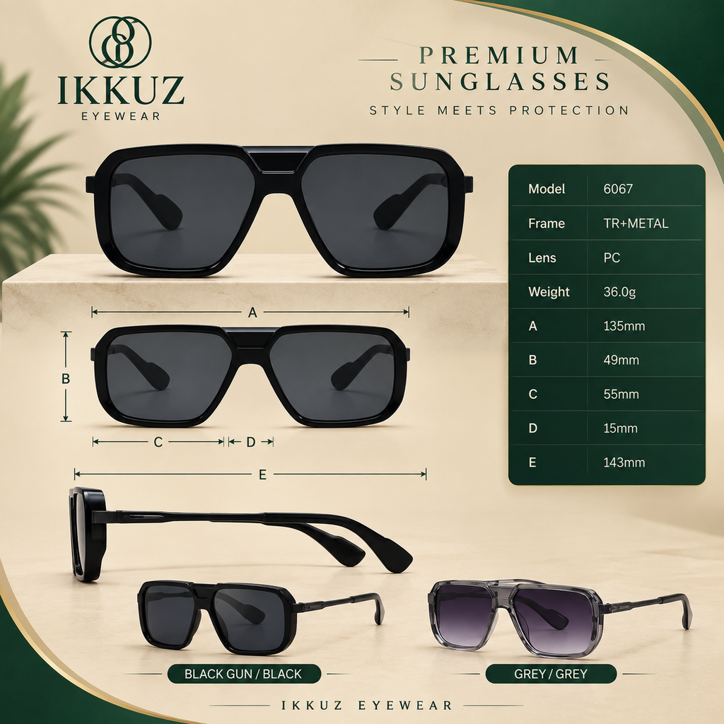 Premium Retro Square Sunglasses for Men | Luxury Flat Top UV400 Driving &amp; Fashion Eyewear | Grey Frame