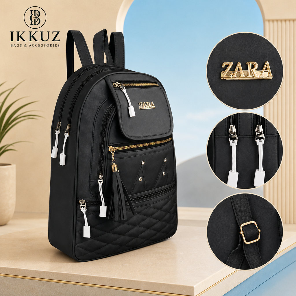 Urban Luxe Quilted PU Leather Backpack for Women | Premium Multi-Compartment Travel &amp; College Bag