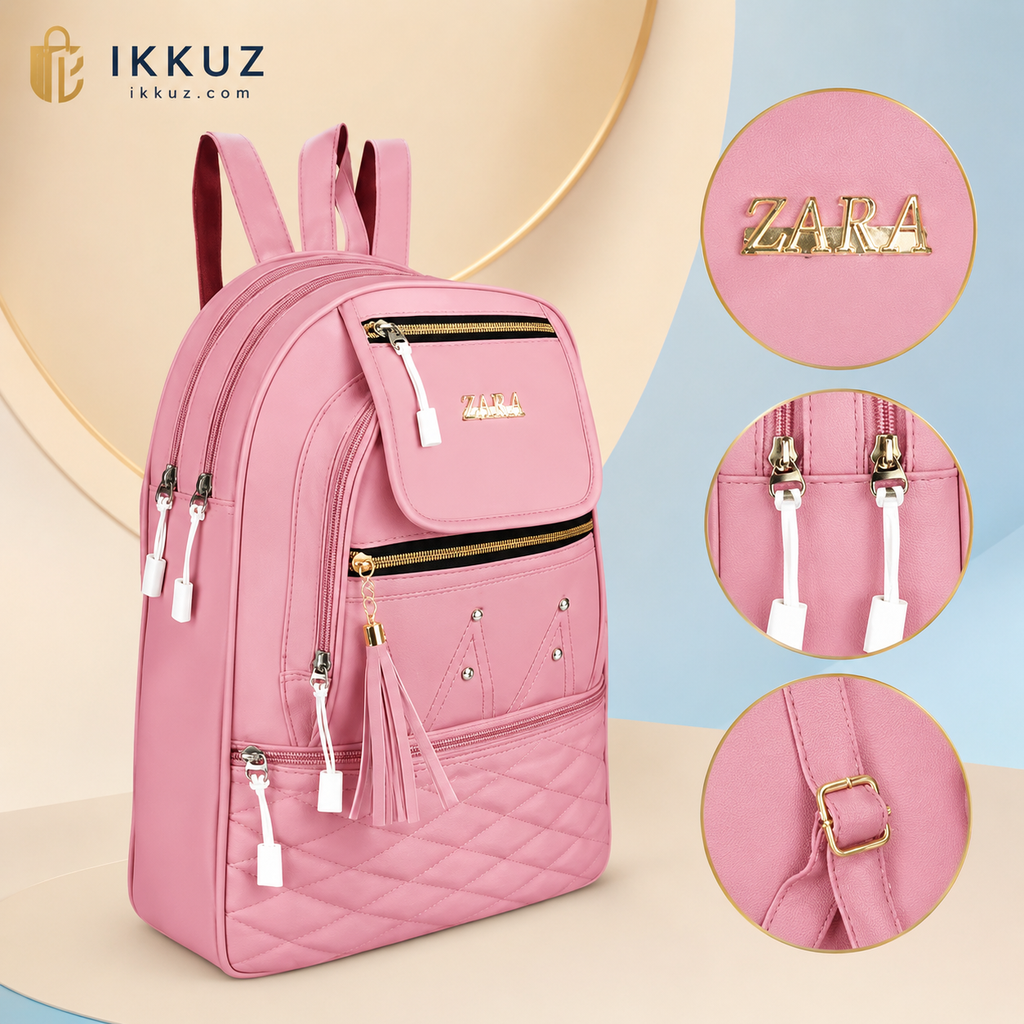 Urban Luxe Quilted PU Leather Backpack for Women | Premium Multi-Compartment Travel &amp; College Bag