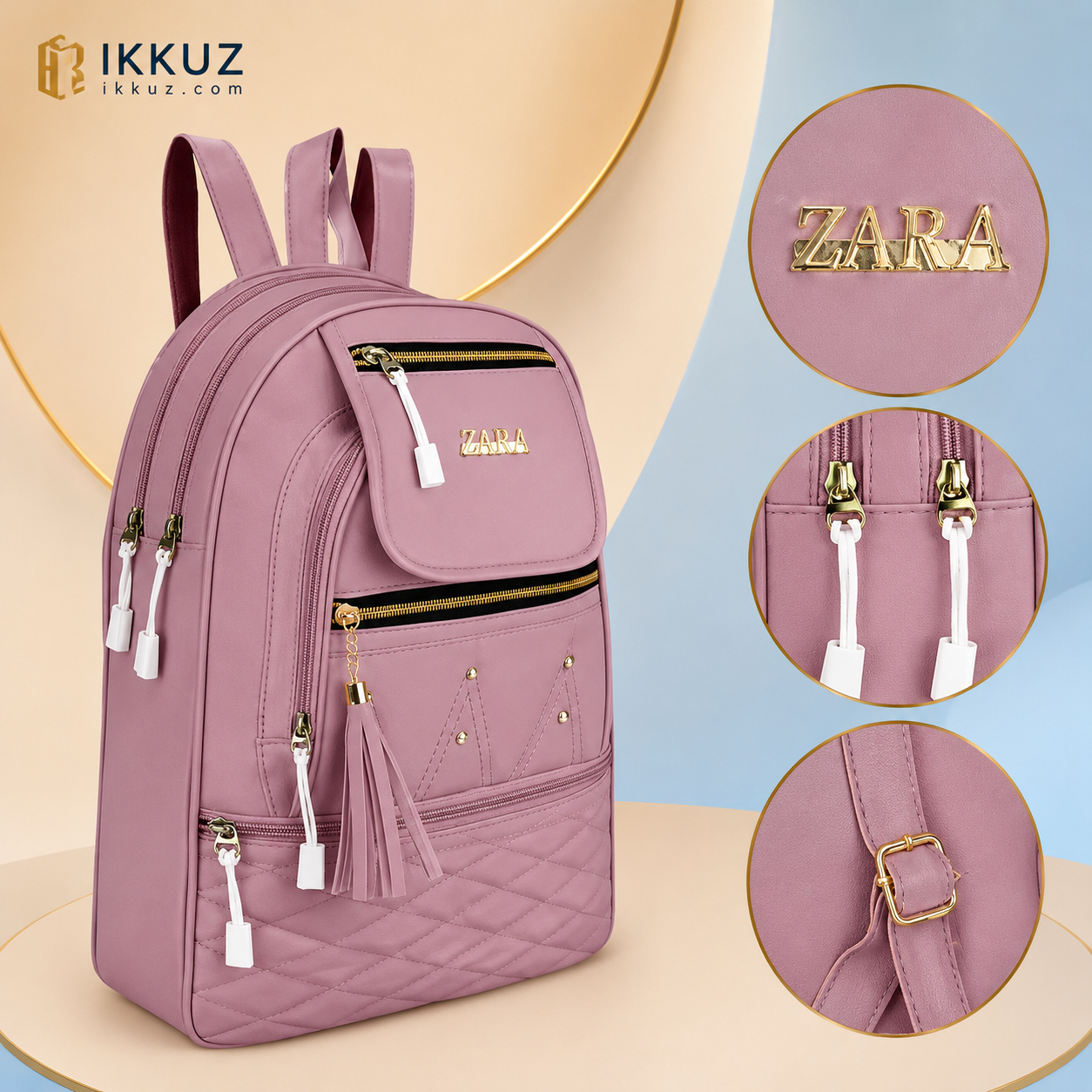 Urban Luxe Quilted PU Leather Backpack for Women | Premium Multi-Compartment Travel &amp; College Bag