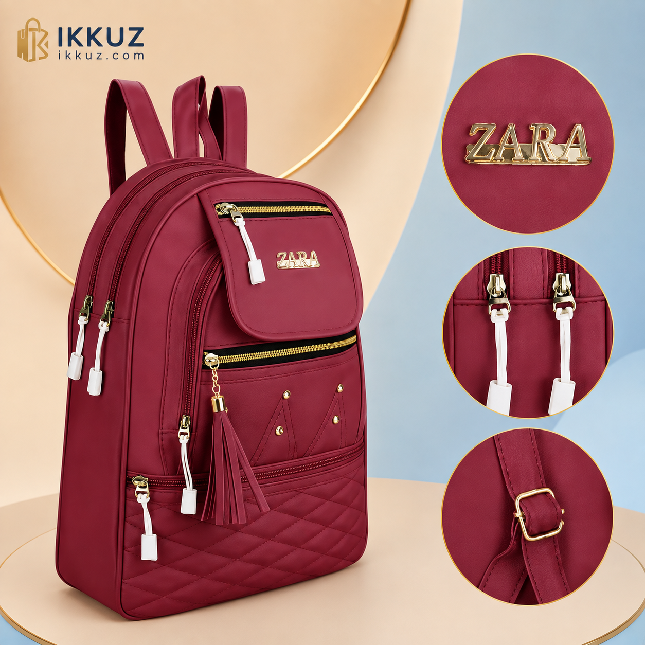 Urban Luxe Quilted PU Leather Backpack for Women | Premium Multi-Compartment Travel &amp; College Bag