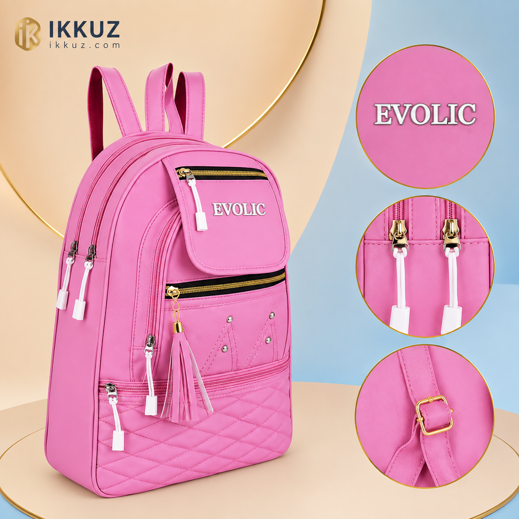 Urban Luxe Quilted PU Leather Backpack for Women | Premium Multi-Compartment Travel &amp; College Bag