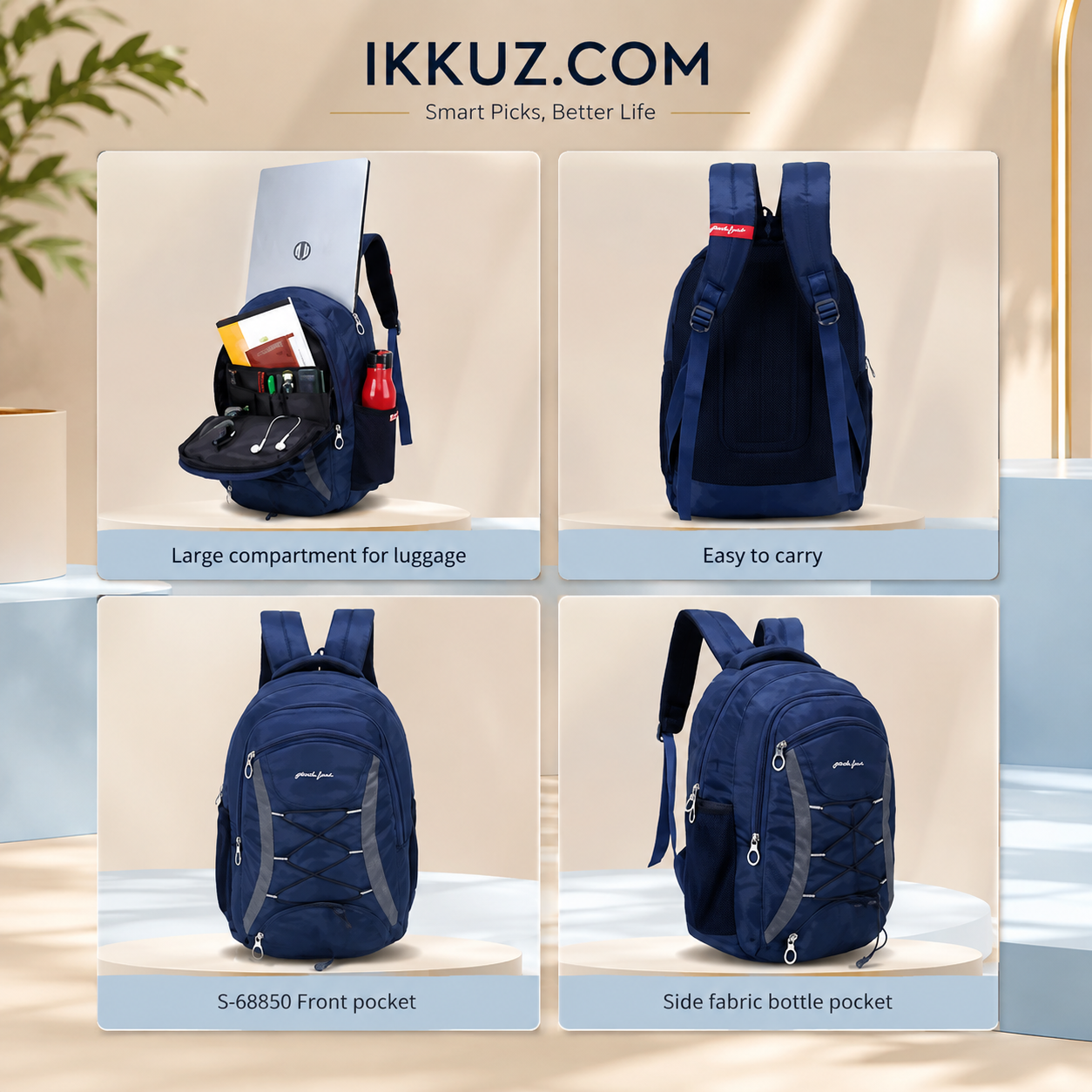 UrbanFlex Pro 15" Laptop Backpack – Water-Resistant 3-Compartment Travel Bag