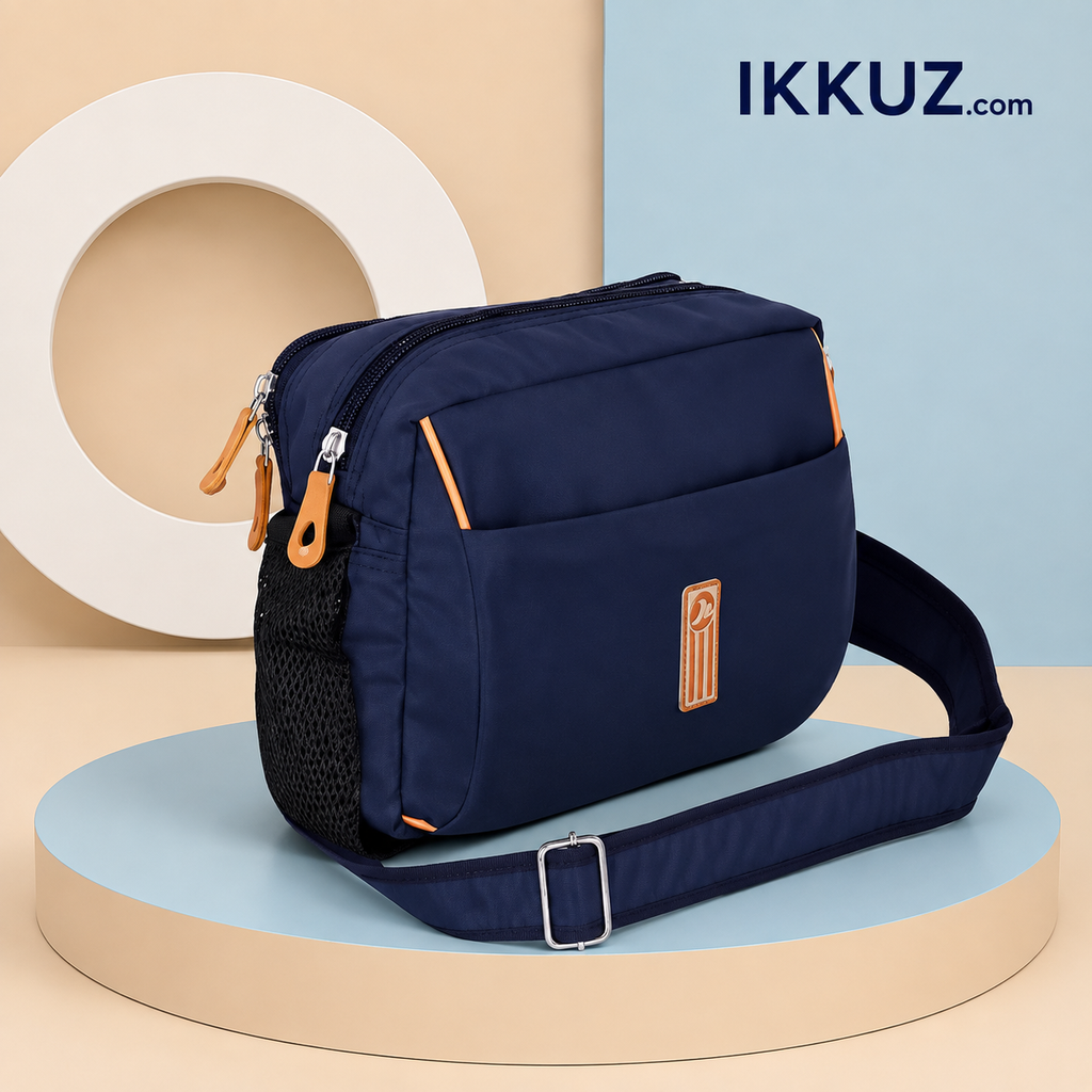 UrbanShield Premium Nylon Sling Bag – Navy Blue