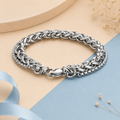 Premium Double Chain Stainless Steel Bracelet for Men | Silver Plated Adjustable Chain Bracelet