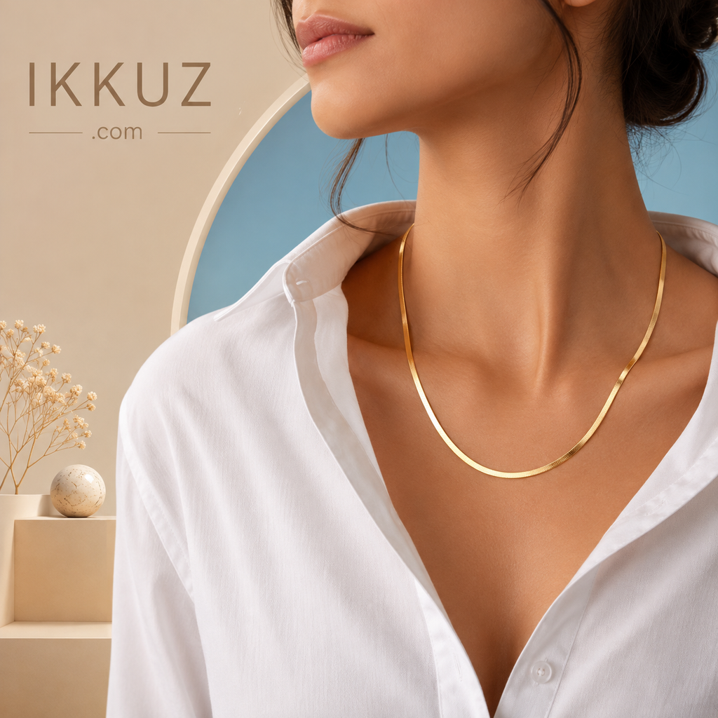Luxe Snake Chain Necklace for Girls &amp; Women | Anti-Tarnish Gold-Plated Stainless Steel Chain