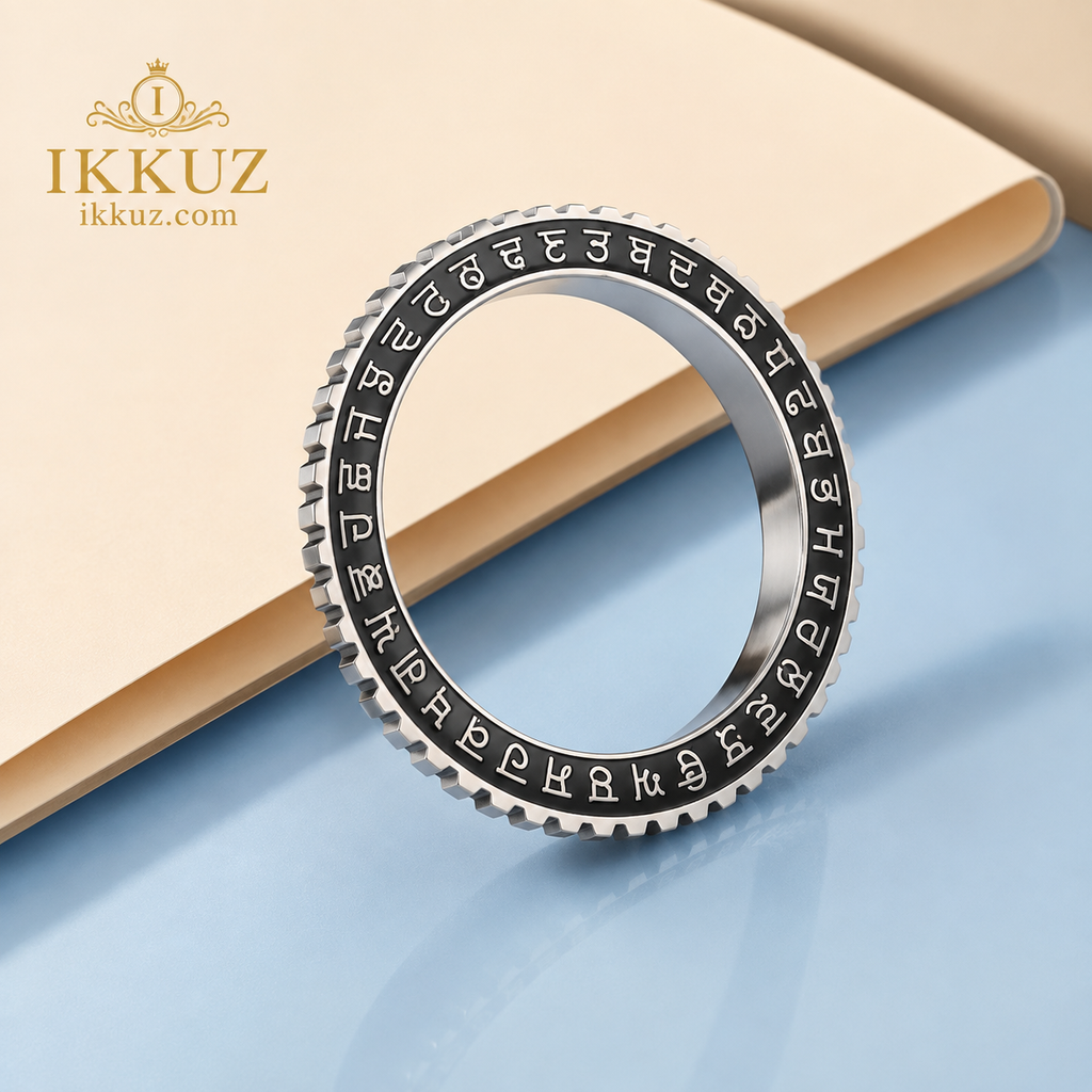 ShadowScript™ Engraved Steel Kada for Men | Dual-Tone Heritage Bracelet