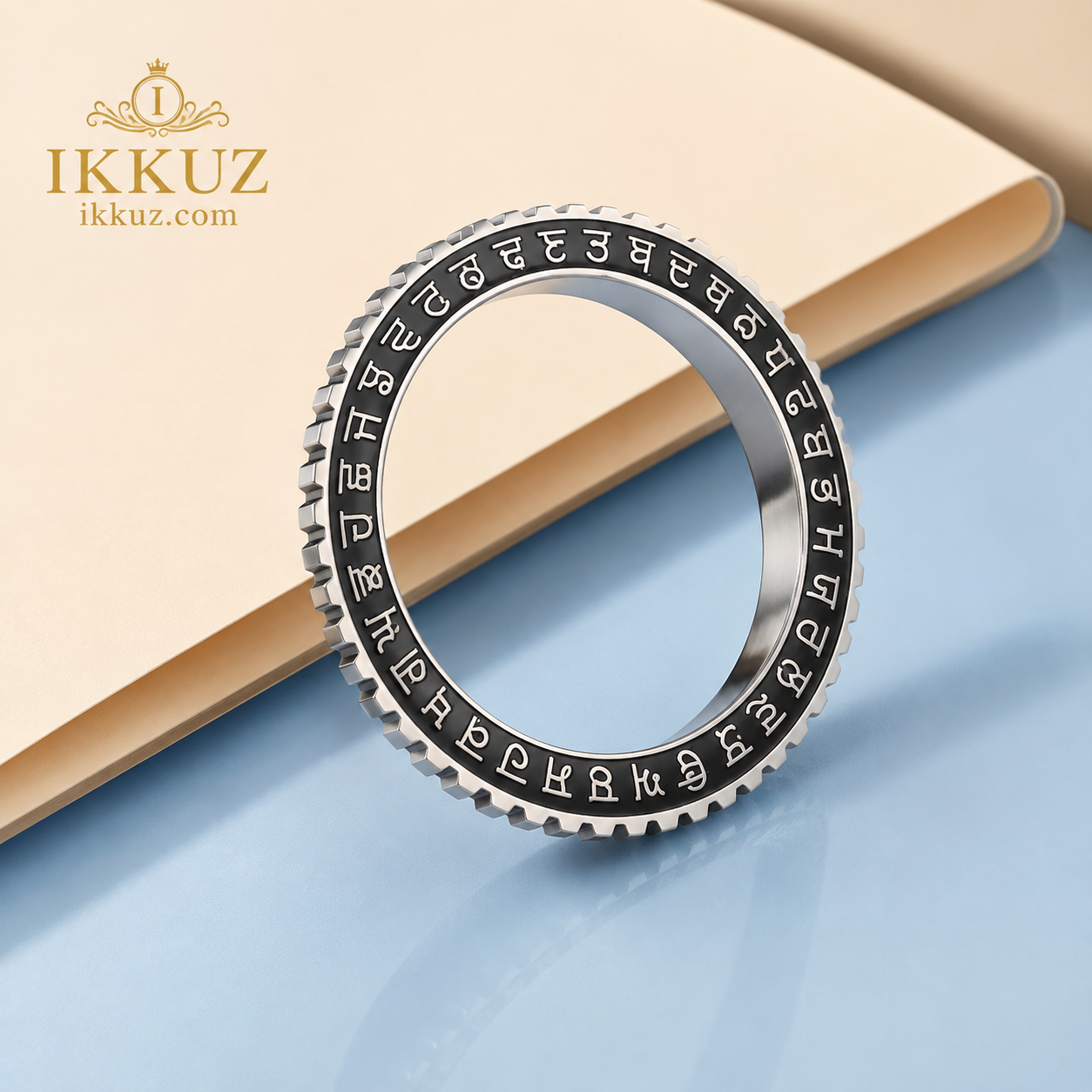 ShadowScript™ Engraved Steel Kada for Men | Dual-Tone Heritage Bracelet