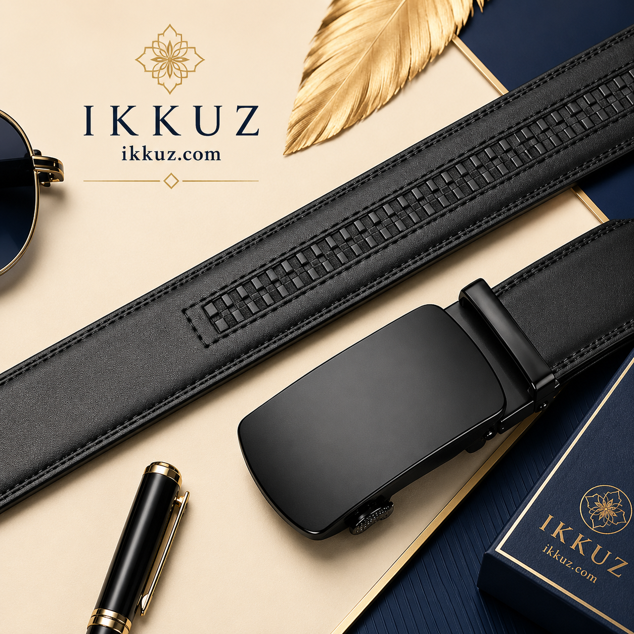 Auto Lock PU Leather Belt for Men – Classic Black Casual &amp; Formal Waist Belt