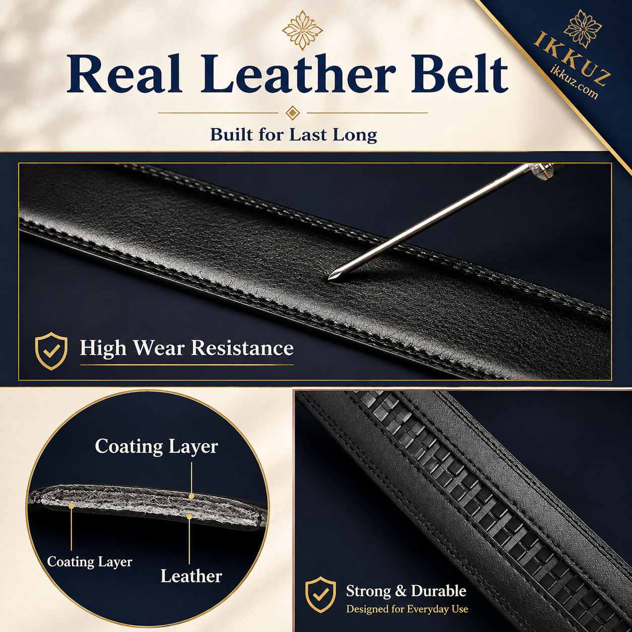 Auto Lock PU Leather Belt for Men – Classic Black Casual &amp; Formal Waist Belt