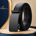 Auto Lock PU Leather Belt for Men – Classic Black Casual &amp; Formal Waist Belt