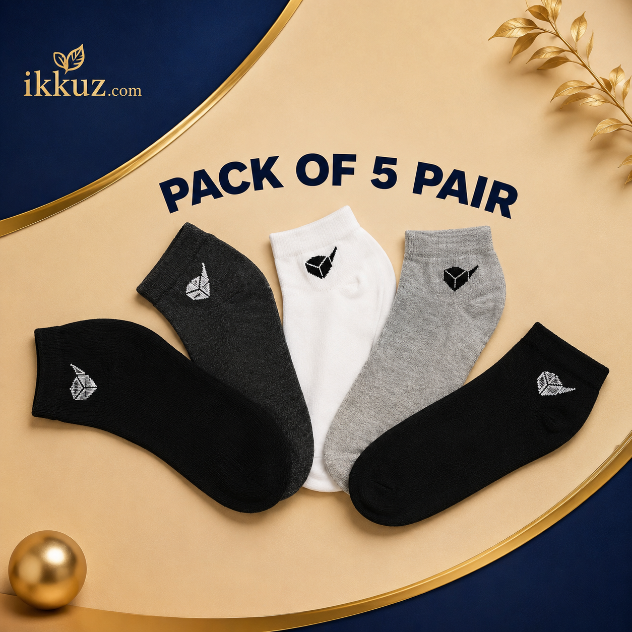 Cotton Blend Ankle Length Socks for Men &amp; Women | Multicolor Sports &amp; Casual Socks | Pack of 5 Pairs