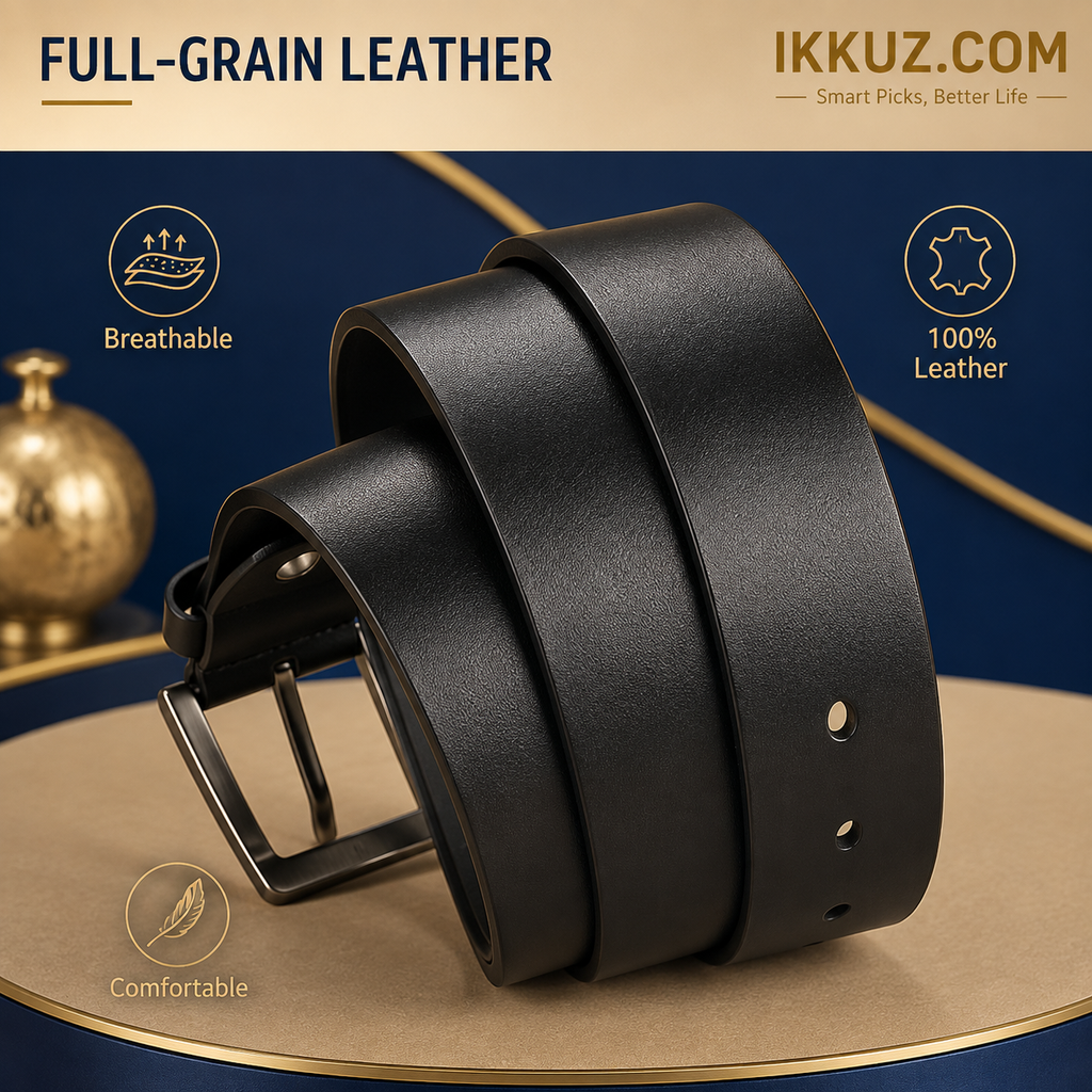 Classic Genuine Leather Belt for Men – Premium Black Formal &amp; Casual Belt
