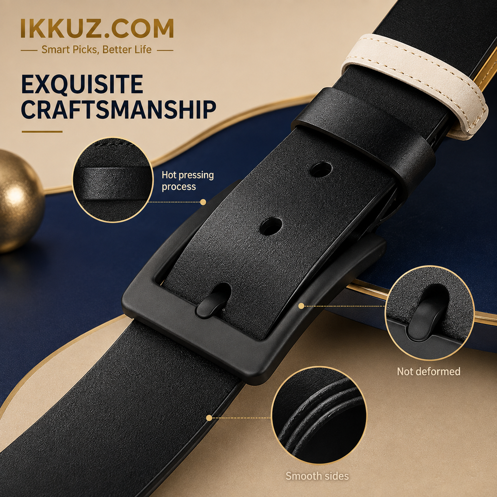Classic Genuine Leather Belt for Men – Premium Black Formal &amp; Casual Belt