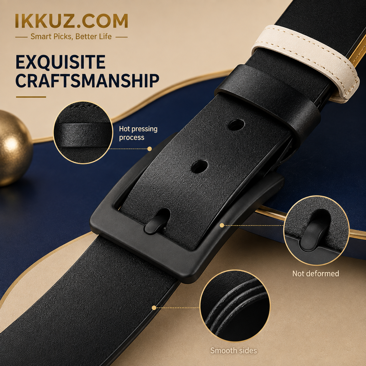 Classic Genuine Leather Belt for Men – Premium Black Formal &amp; Casual Belt