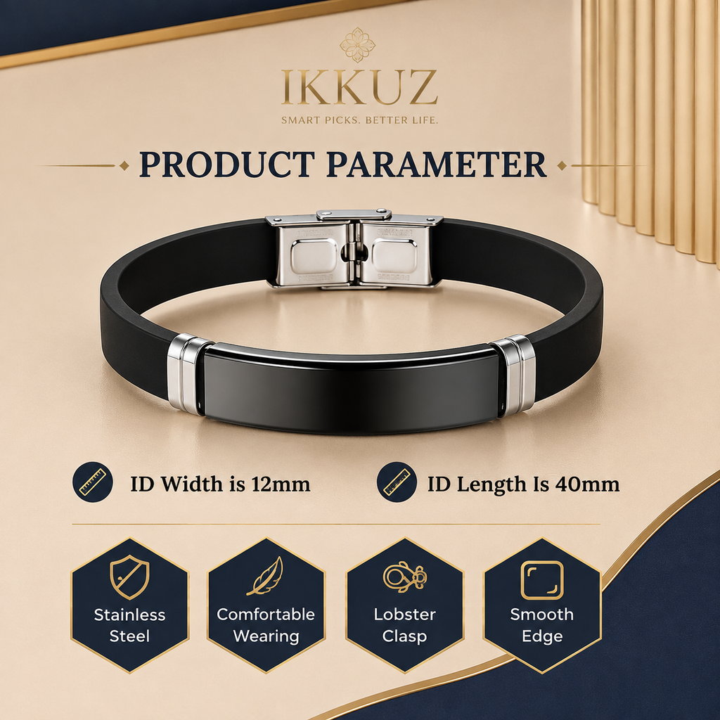 Black Stainless Steel Leather Bracelet for Men | Minimal Stylish Wrist Band | Casual Fashion Bracelet | Perfect Gift for Men &amp; Boys