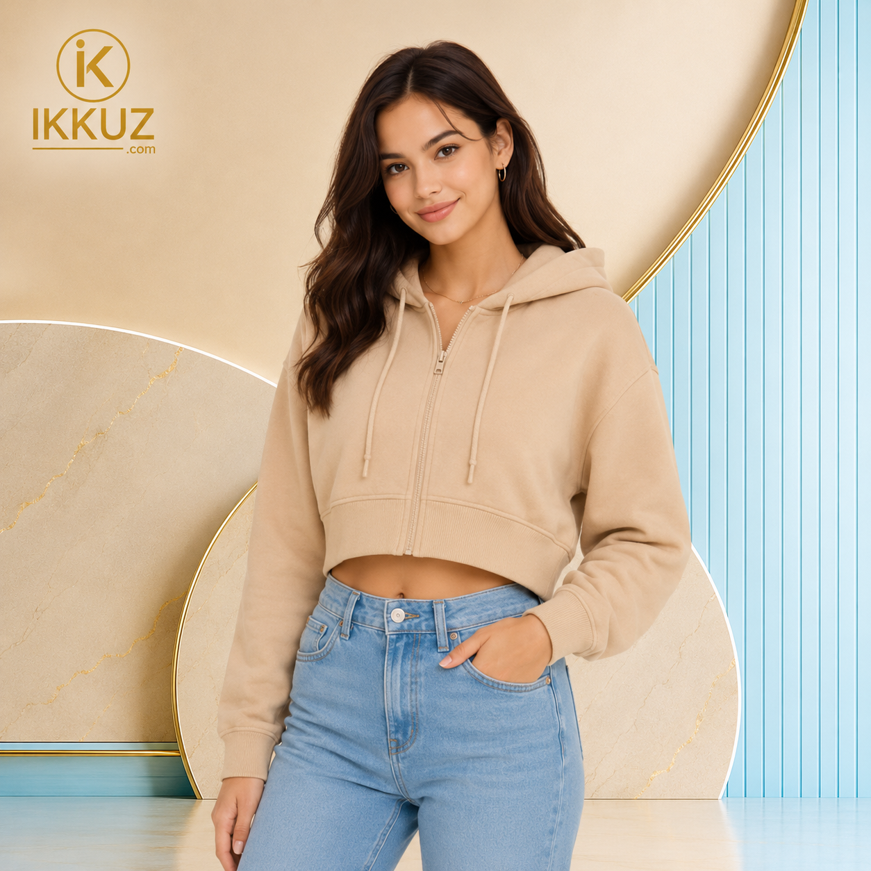 Women’s Fleece Cropped Hoodie – Casual Winter Wear