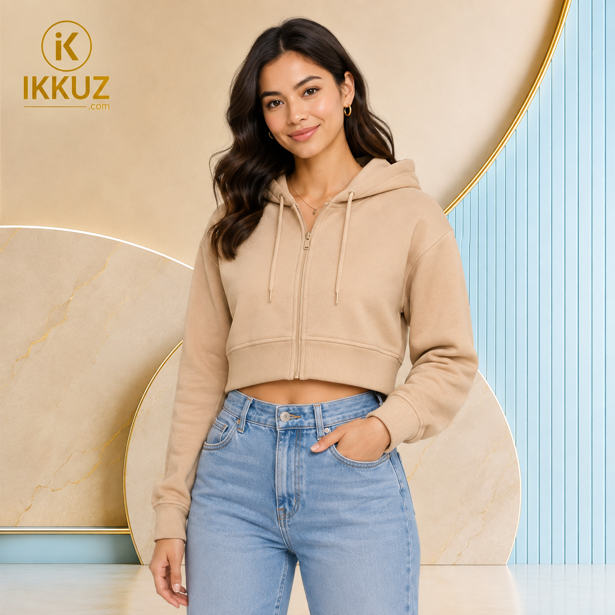 Women’s Fleece Cropped Hoodie – Casual Winter Wear