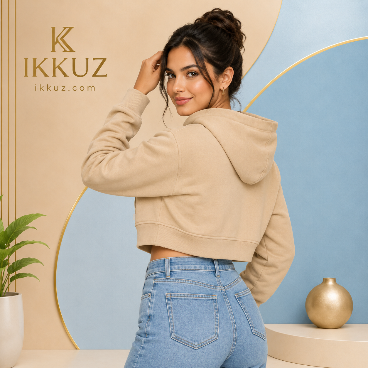 Women’s Fleece Cropped Hoodie – Casual Winter Wear