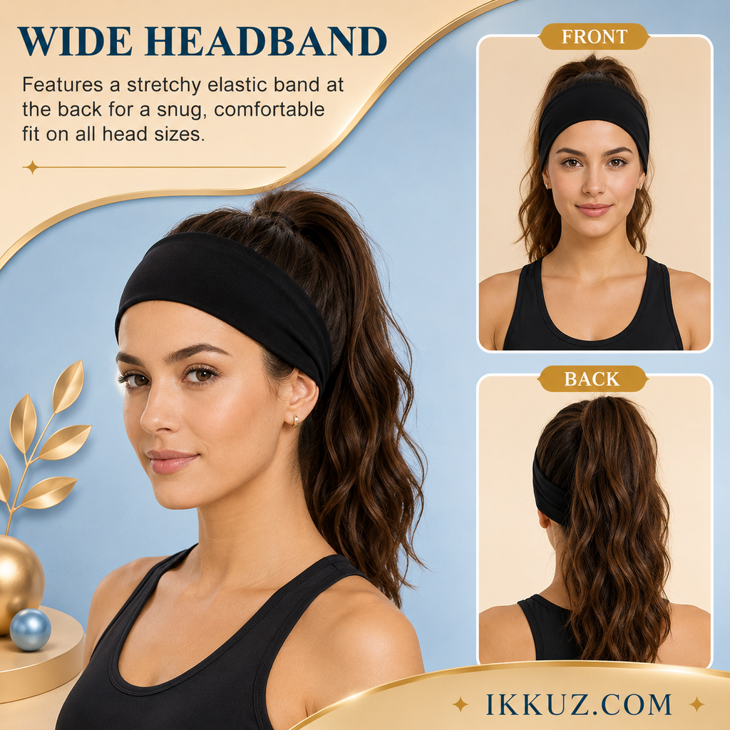 Unisex Elastic Sports Headband – Cotton Sweat-Wicking Hair Band for Running, Cycling, Gym &amp; Yoga | Pack of 2