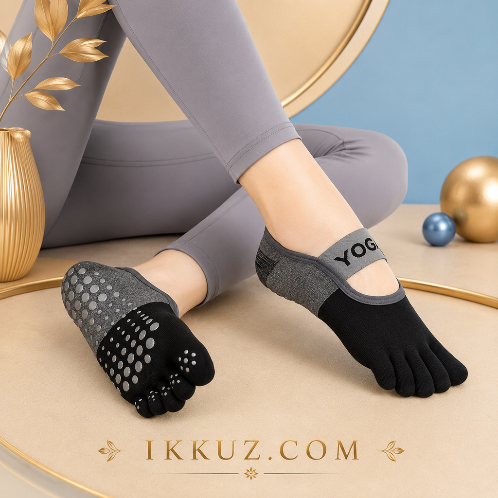 Women’s Five-Toe Non-Slip Yoga Socks – Cotton Blend Split-Toe Grip Socks with Backless Strap | 1 Pair