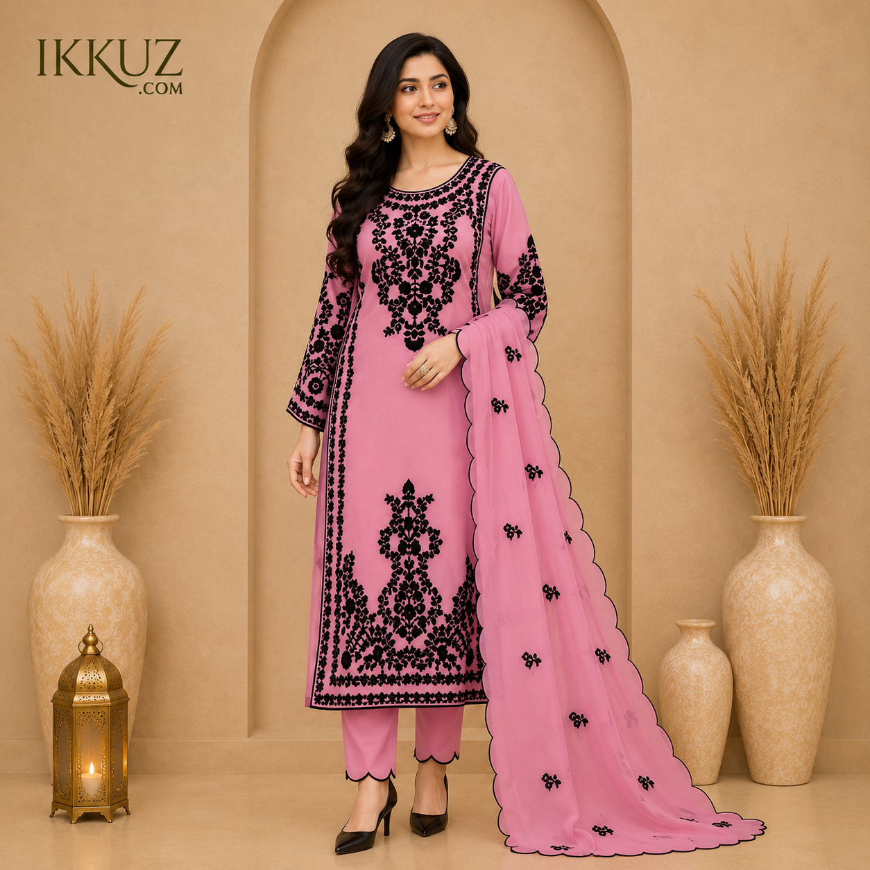 Women's Premium Georgette Floral Embroidered Kurta Set with Dupatta