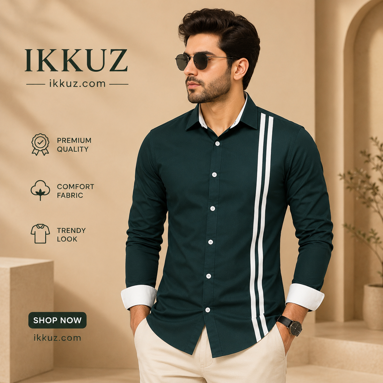 Men's Premium Cotton Blend Slim Fit Striped Formal Shirt | Full Sleeve Office &amp; Casual Wear