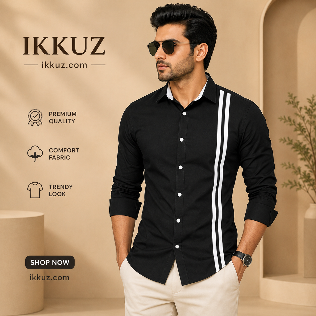 Men's Premium Cotton Blend Slim Fit Striped Formal Shirt | Full Sleeve Office &amp; Casual Wear