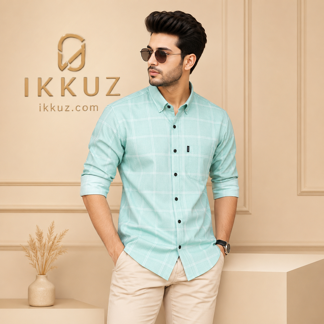 Premium Men's Cotton Checkered Full Sleeve Shirt