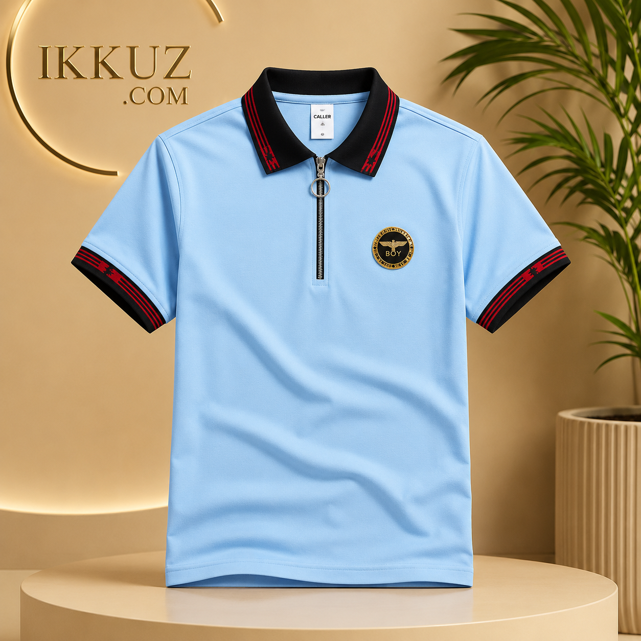 Signature Chain Zip Polo T-Shirt for Men | Premium Cotton Blend | Regular Fit