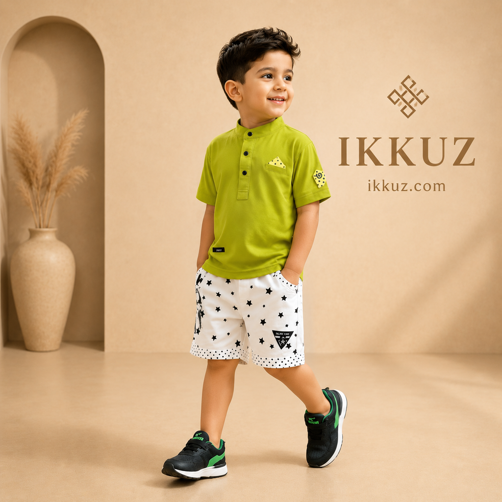Premium Kids Cotton Co-Ord Set | Boys Casual T-Shirt &amp; Printed Shorts | Soft Hosiery Cotton