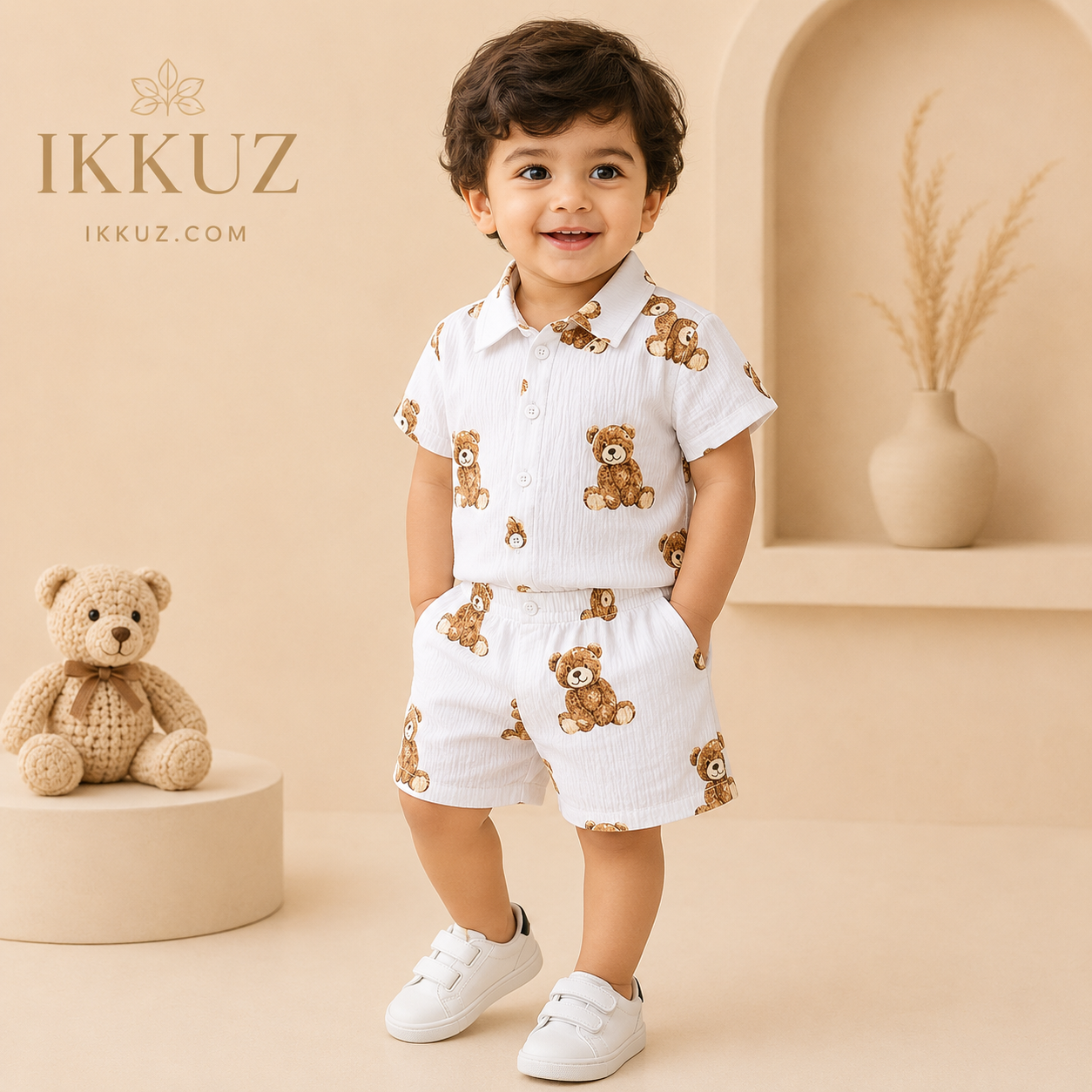 Premium Boys Printed Shirt &amp; Shorts Set | Soft Cotton Blend Kids Co-ord Outfit | Half Sleeve Casual &amp; Party Wear