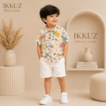 Premium Kids Cotton Co-Ord Set | Cute Teddy Print Shirt &amp; Shorts for Boys