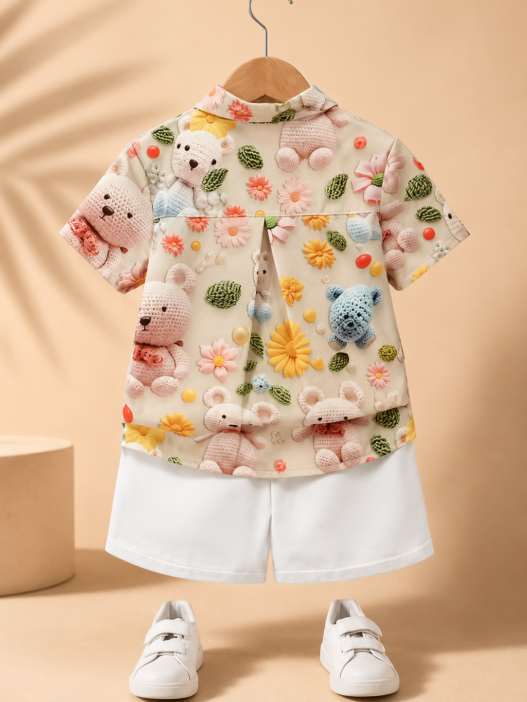 Premium Kids Cotton Co-Ord Set | Cute Teddy Print Shirt &amp; Shorts for Boys