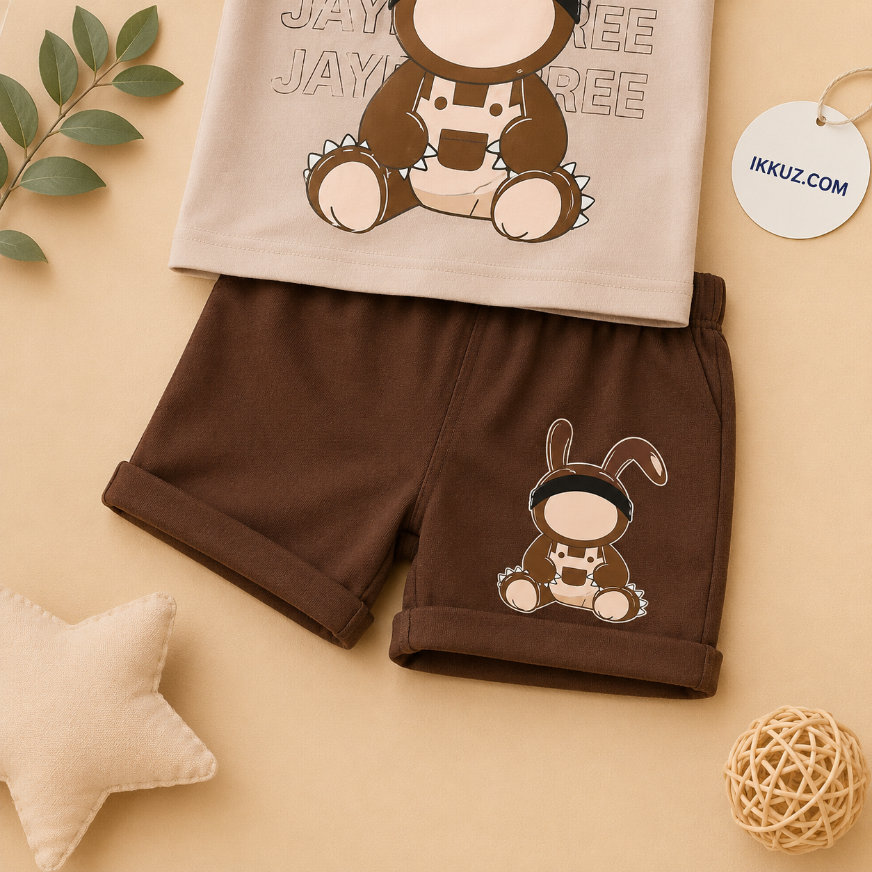 Premium Bunny Print Cotton Co-Ord Set | Soft Kids T-Shirt &amp; Shorts Outfit