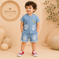 Premium Kids Denim Co-Ord Set | Soft Denim Shirt &amp; Shorts Outfit