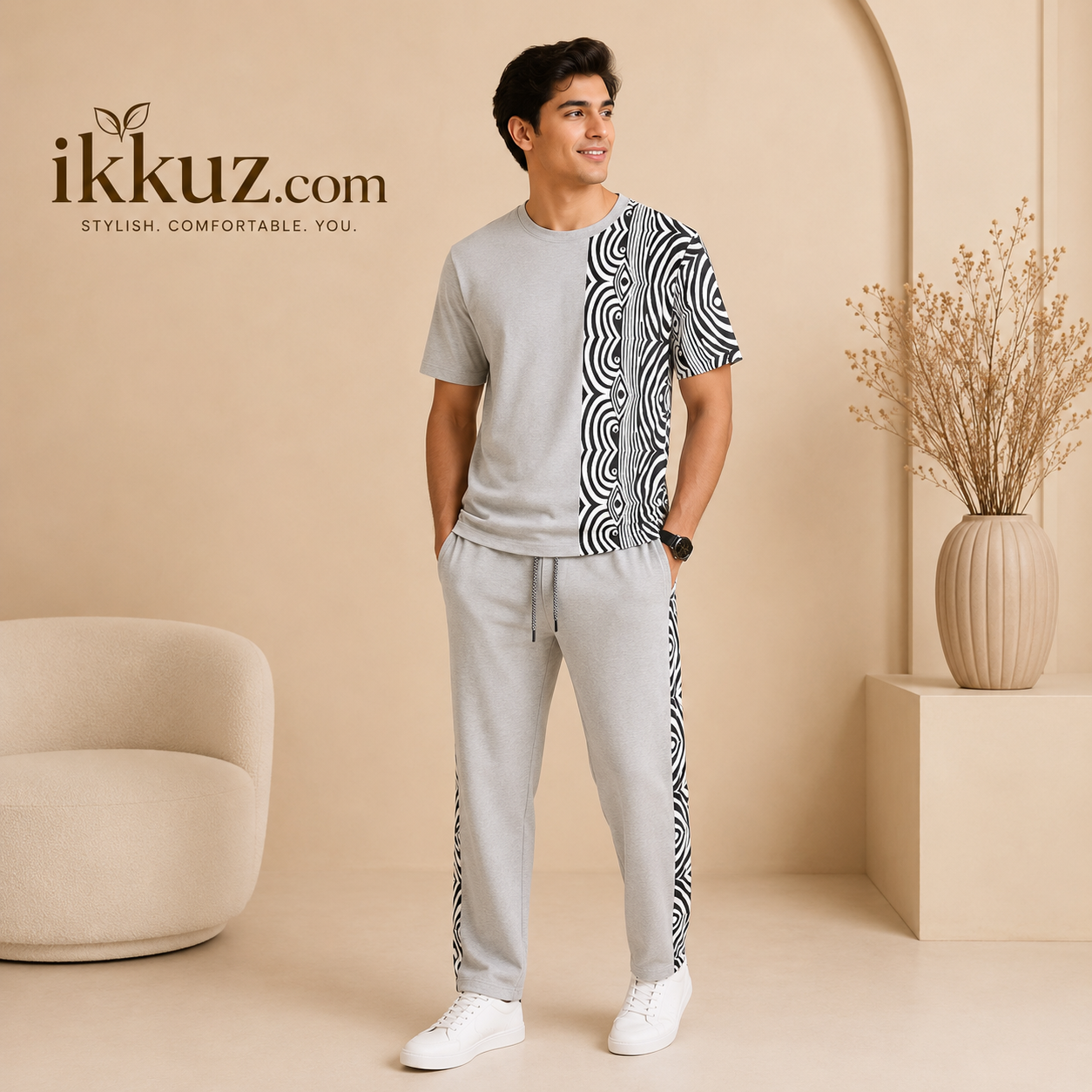 UrbanEdge Men’s Premium Striped Co-Ord Set