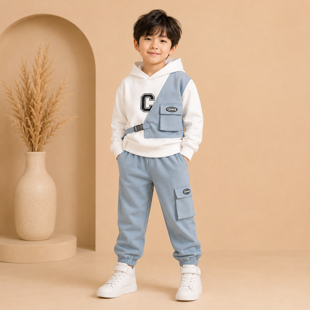 Urban Explorer Boys Premium Hooded Co-ord Set – Faux Two-Piece Sweatshirt &amp; Jogger Pants