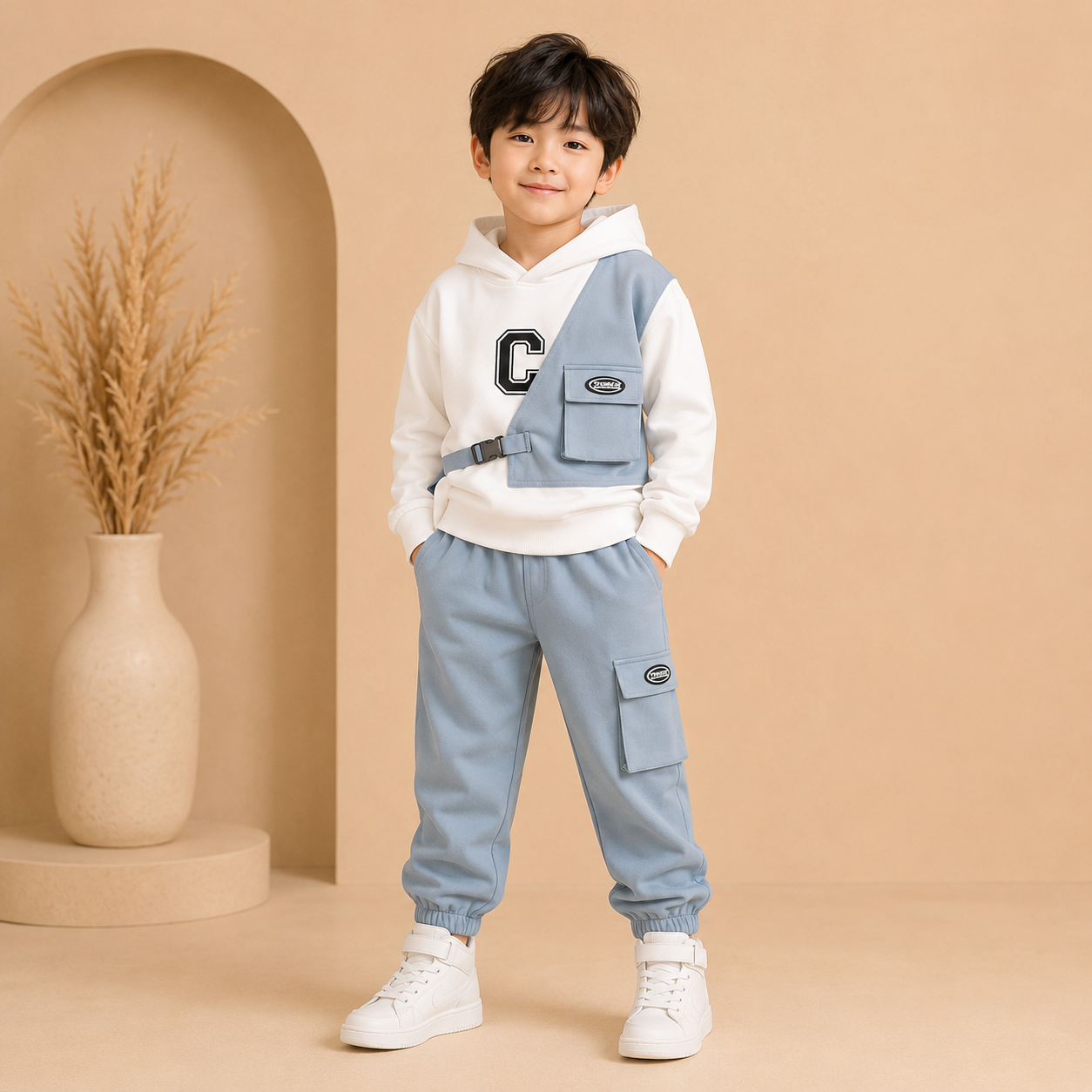 Urban Explorer Boys Premium Hooded Co-ord Set – Faux Two-Piece Sweatshirt &amp; Jogger Pants