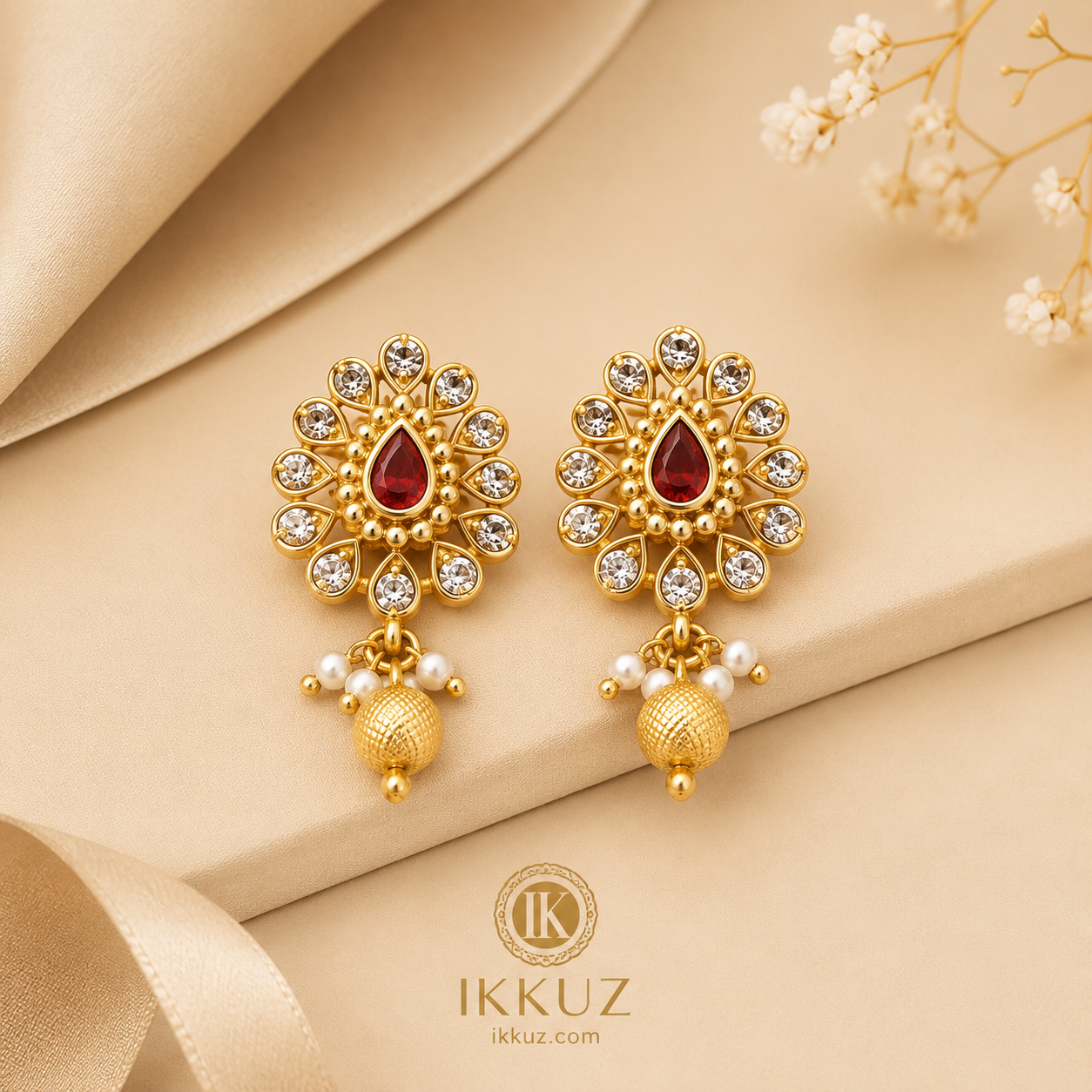 Royal Temple Matte Gold-Plated CZ Choker Jewellery Set