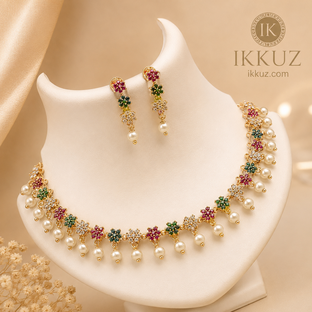 Diva Matte Gold-Plated CZ Necklace &amp; Earrings Set
