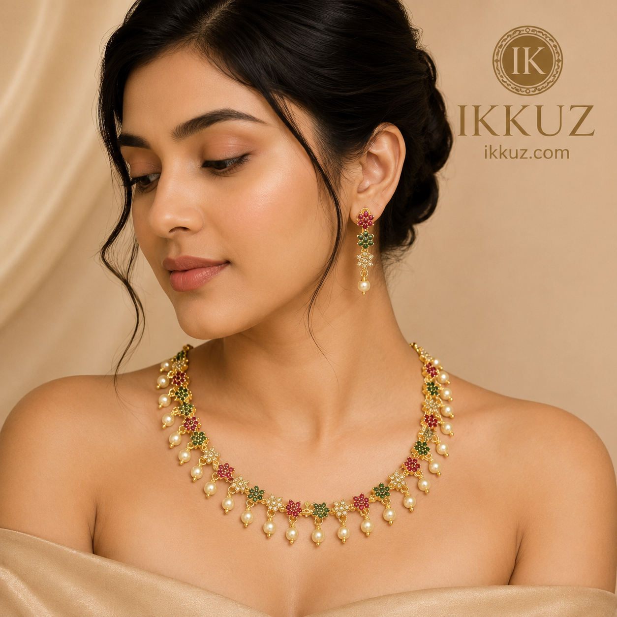 Diva Matte Gold-Plated CZ Necklace &amp; Earrings Set