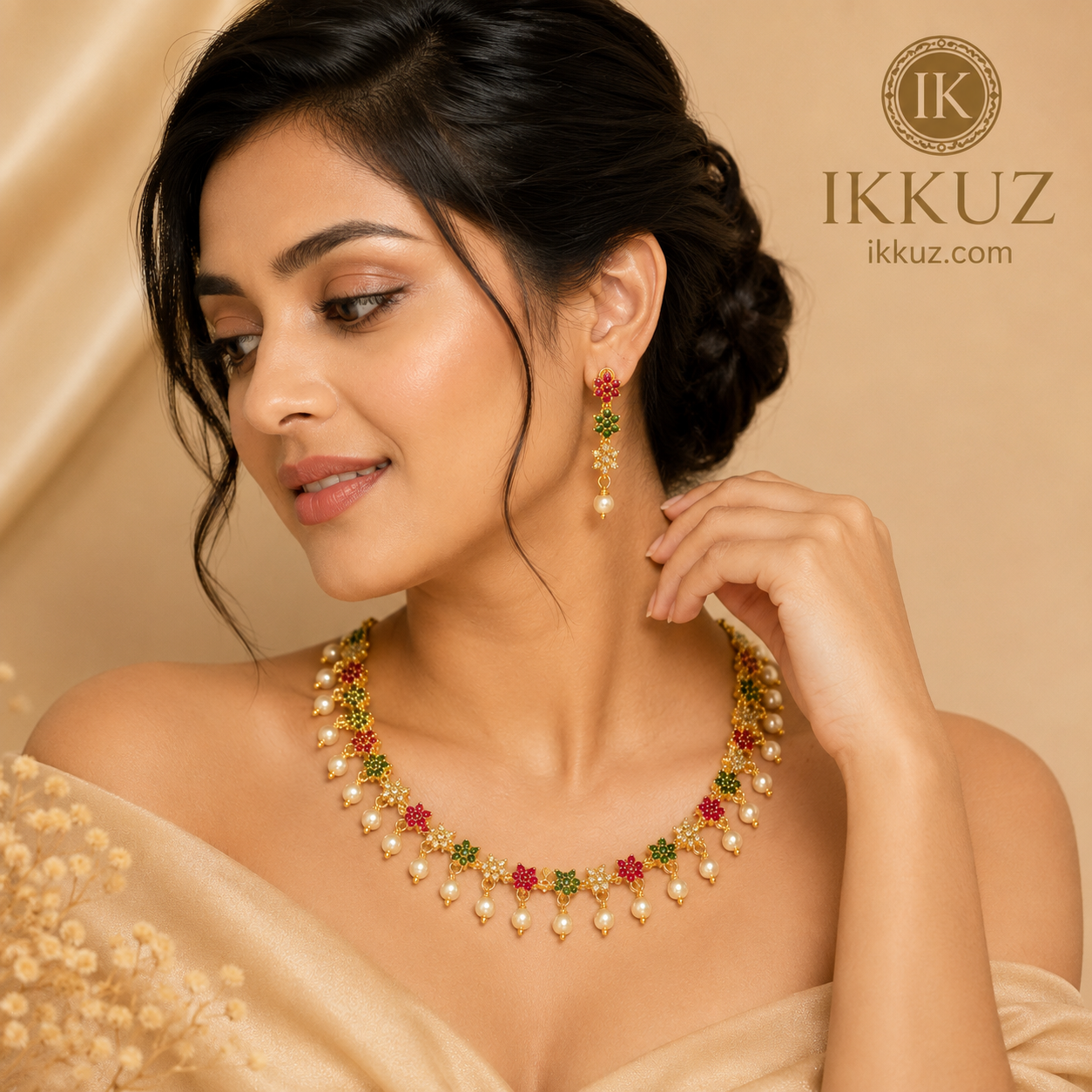 Diva Matte Gold-Plated CZ Necklace &amp; Earrings Set