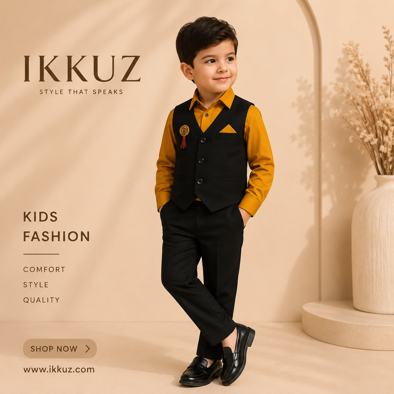 Royal Boys Premium 3-Piece Formal Suit Set – Shirt, Waistcoat &amp; Pant